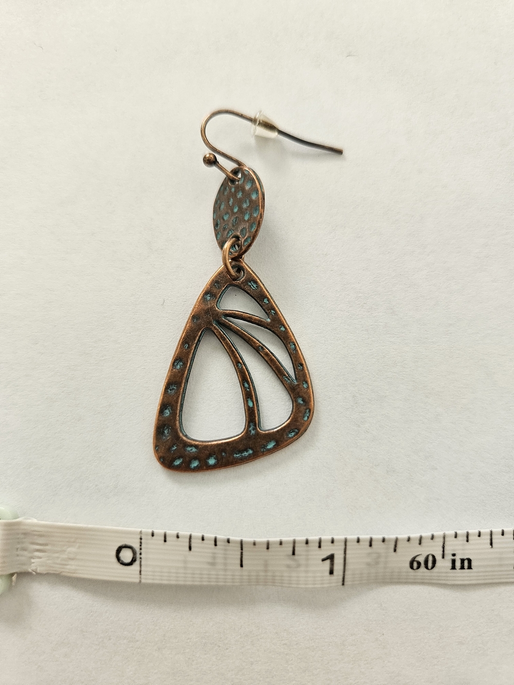 NWT Copper Turquoise Dangle Earrings Brown Blue Festival Feminine Bohemian - Picture 2 of 4